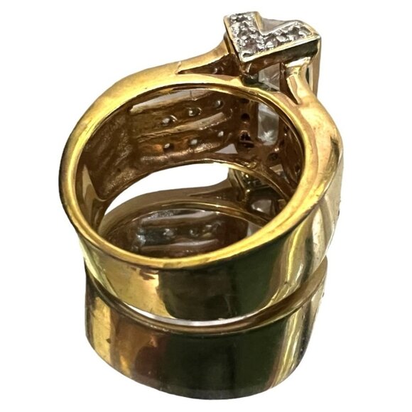 Diamond Embellished Baguette Gold Ring Sz 10 Womens Cubic Zirconia Gorgeous Dazz - Picture 6 of 9